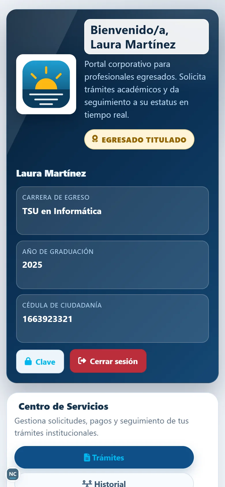 Portal de egresados en el celular