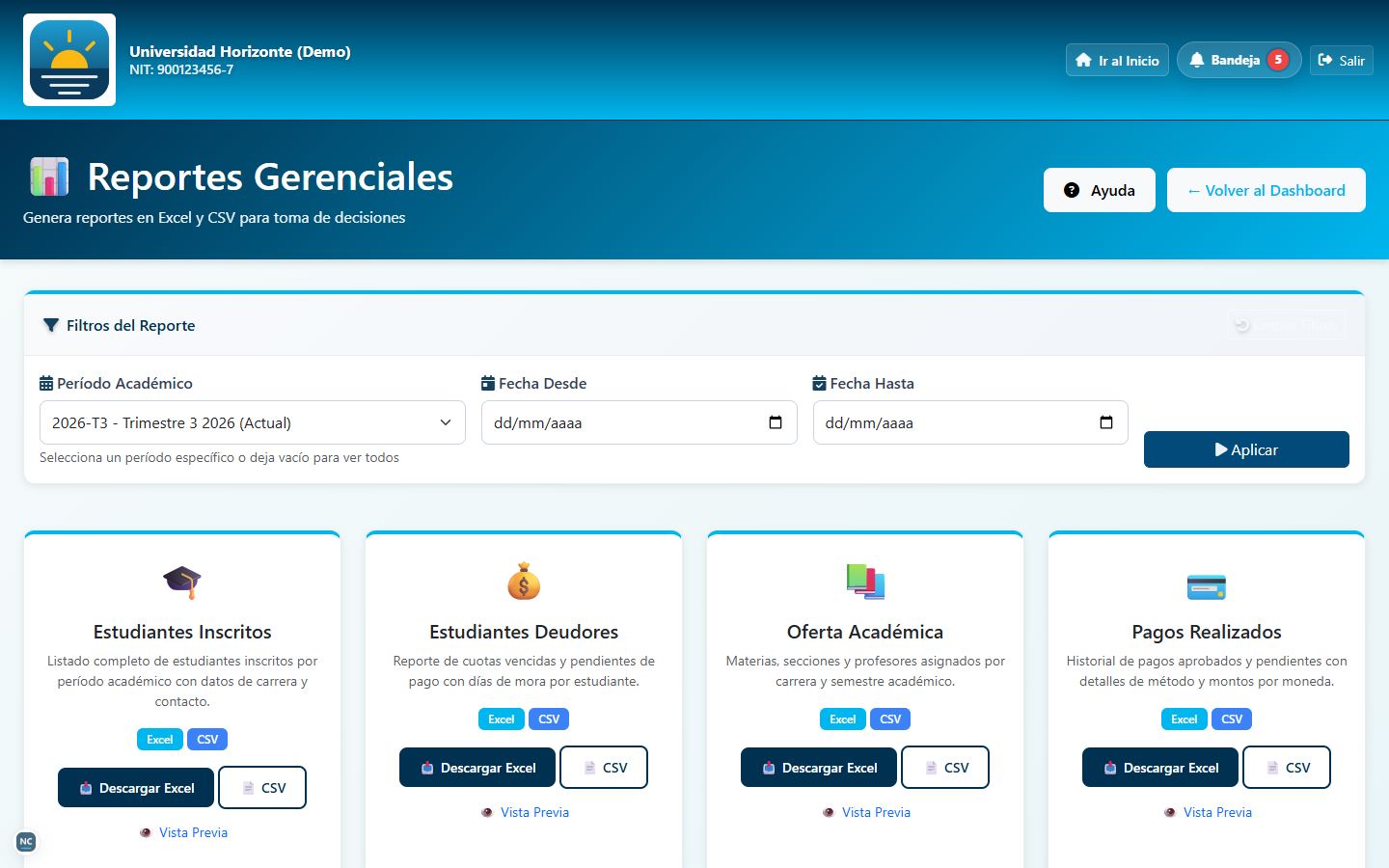 Reportes gerenciales