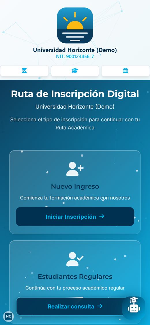 Página de inicio vista en un celular