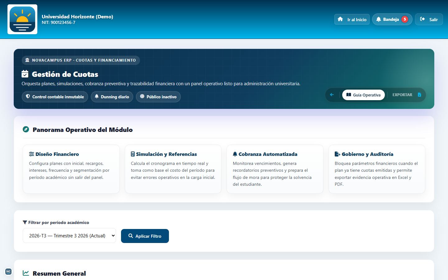 Gestión de cuotas